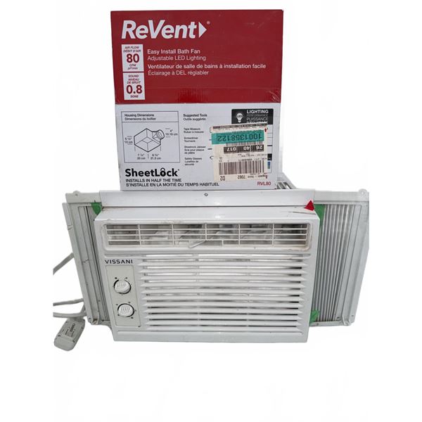 Vissani Window Air Conditioner and ReVent RVL80 Bath Fan