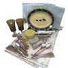 Image 1 : Kitchen Lot with Plates, Flatware, Glasses, and Linens