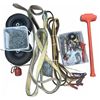 Image 1 : Tools and Hardware Lot Including Straps, Booster Cables, Mallet, and Fasteners