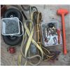 Image 2 : Tools and Hardware Lot Including Straps, Booster Cables, Mallet, and Fasteners