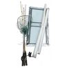 Image 1 : Folding Plastic Table, Fishing Rods with Reels and Net, and Two Rolled Plastic Sheets