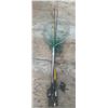 Image 5 : Folding Plastic Table, Fishing Rods with Reels and Net, and Two Rolled Plastic Sheets