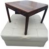 Image 1 : Square Tufted White Upholstered Ottoman and Wooden Side Table