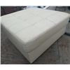 Image 4 : Square Tufted White Upholstered Ottoman and Wooden Side Table