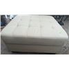 Image 5 : Square Tufted White Upholstered Ottoman and Wooden Side Table