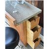 Image 6 : Wood Mini Bar w/ 3 Drawers & 2 Black Bar Stools