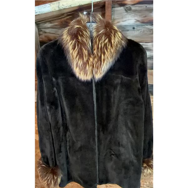 Hudson’s Bay Black Mink Fur Coat with Fur Collar and Cuffs