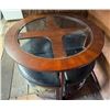 Image 1 : Circular Glass-Top Table with 4 Hiding Stools