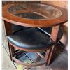 Image 2 : Circular Glass-Top Table with 4 Hiding Stools