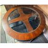 Image 3 : Circular Glass-Top Table with 4 Hiding Stools