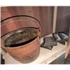 Image 8 : Utility Shelf with Wood Burning Stove, Cast Iron Cauldrons, Propane Tank, Jerry Can