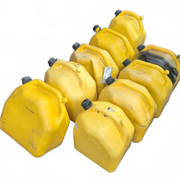 9 Yellow 20L Diesel Fuel Cans