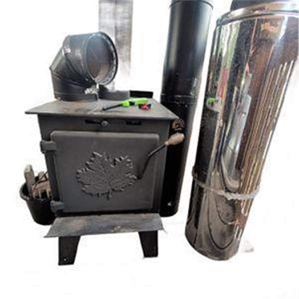 Wood Burning Stove with Maple Leaf Motif and Chimney Kit