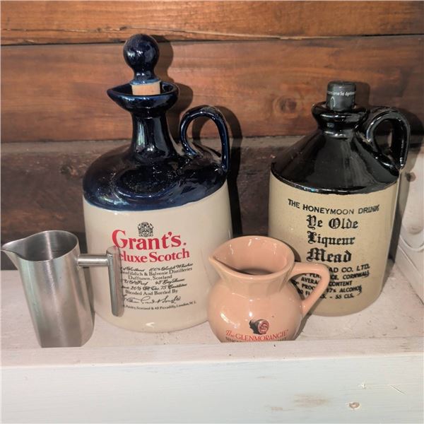 Whisky and Mead Stoneware Jugs and Pitchers Lot