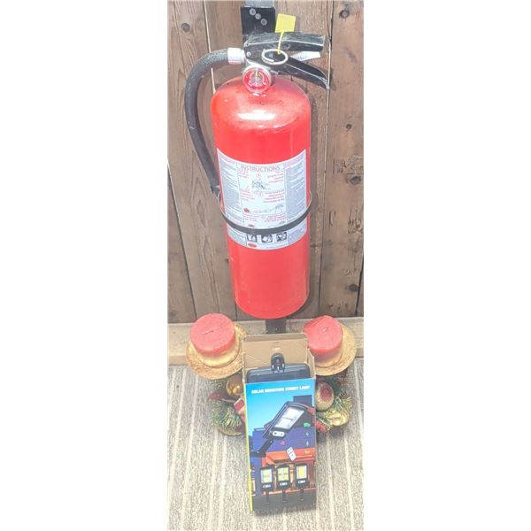 Fire Extinguisher, Solar Induction Street Lamp, and Candle Holder Set