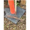 Image 2 : Yard Tools Lot: Ryobi Trimmer, Rake, Axe, Traffic Post