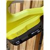 Image 6 : Yard Tools Lot: Ryobi Trimmer, Rake, Axe, Traffic Post