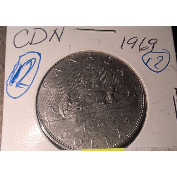1969 Canada Silver Dollar Coin
