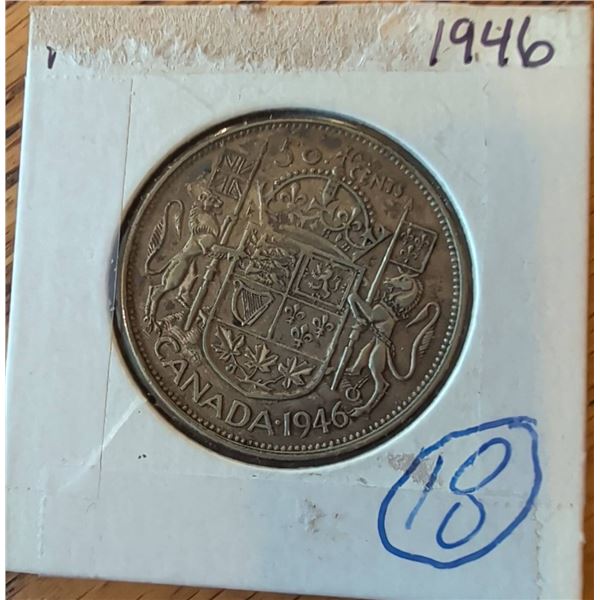 1946 Canada Silver Dollar, King George VI