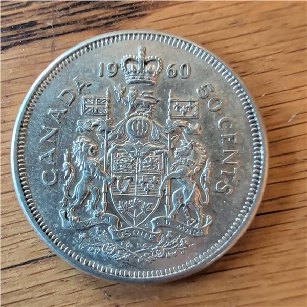 1960 Canada 50 Cents Silver Coin
