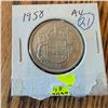 Image 1 : 1958 Canada 50 Cents Silver Coin, Elizabeth II, AU Condition