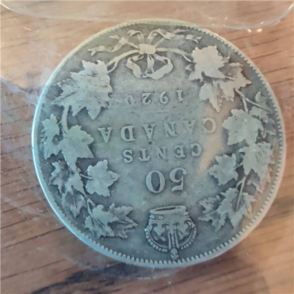 1922 Canadian 50 Cents Silver Coin, King George V