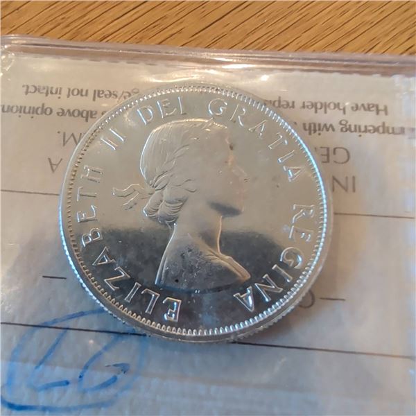 1958 Canada 50 Cent Coin, ICCS MS-64, Elizabeth II