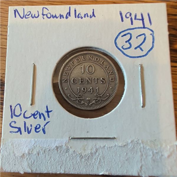 1941 Newfoundland 10 Cent Silver Coin