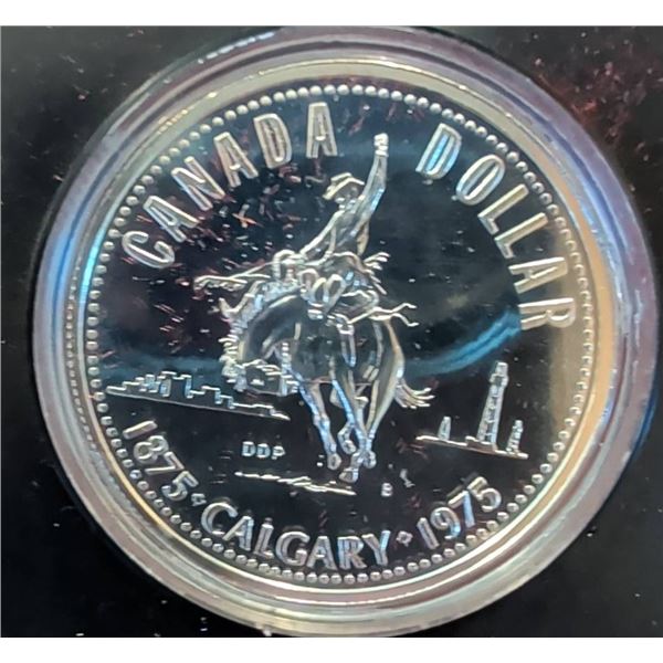 1975 Calgary Centennial Canada Silver Dollar in Case