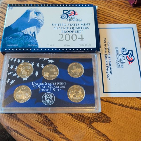 2004 United States Mint 50 State Quarters Proof Set With COA