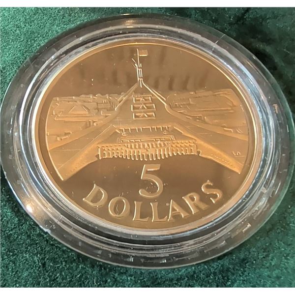 1988 Australian $5 Proof Coin Elizabeth II Parliament House