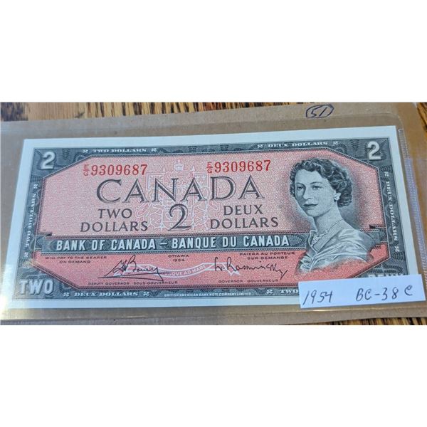 1954 Canada $2 Banknote BC-38c Devil's Face