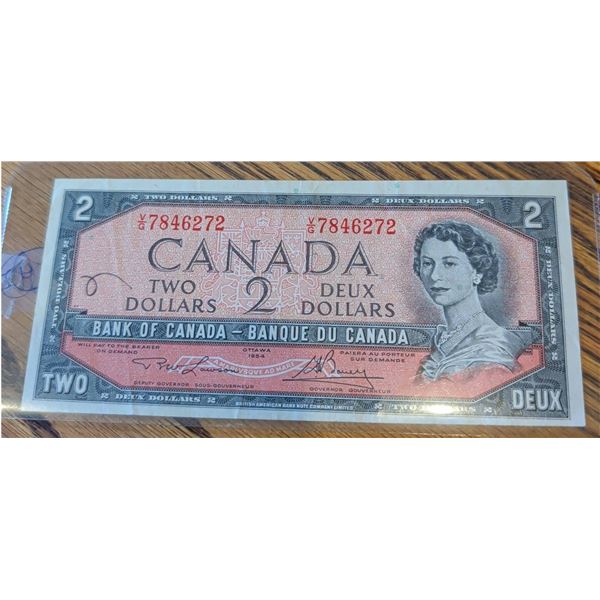 1954 Bank of Canada $2 Bill - Devil's Face, Serial 7846272