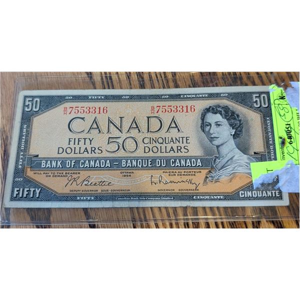 Canada $50 Banknote 1954 Bank of Canada