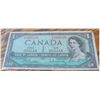 Image 1 : 1954 Bank of Canada $1 Bill, Series 39105376, Queen Elizabeth II