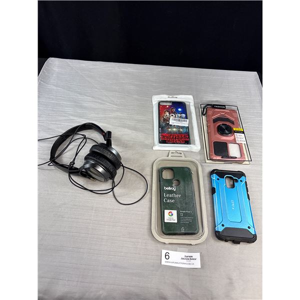 Lot of 4 New Phone Covers + Sony Headphones