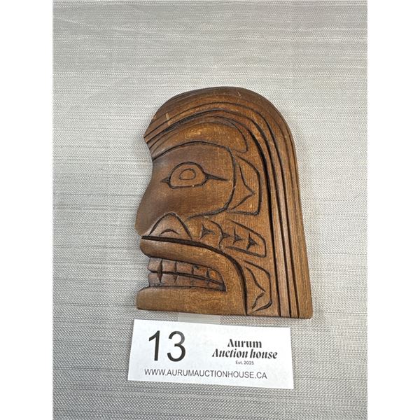 Nicely Signed West Cost Native Carving of Wild Man 4.5" Tall