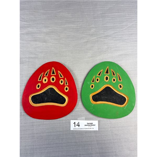 2 Signed West Coast Native Bear Paw Carving, Chester, Joseph