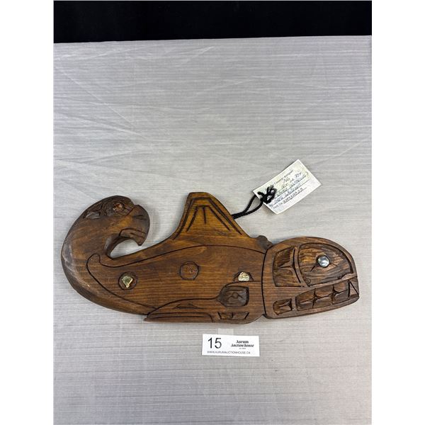 Nicely Carved West Coast Native Killer Whale 15" Wide