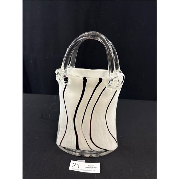 12" Tall Hand Blown Glass Purse/Vase