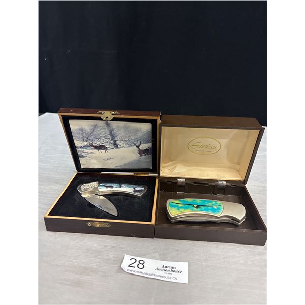 2 Collectible Folding Knives in Box