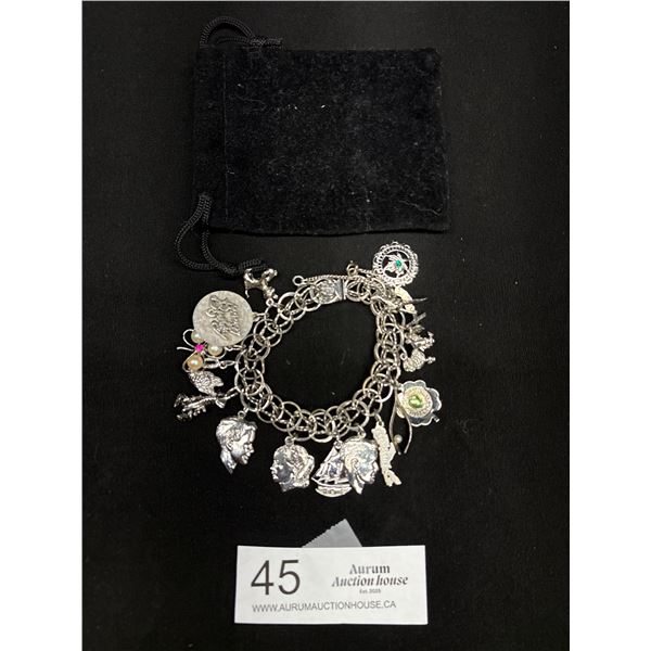 Sterling Silver Vintage Charm Bracelet w/ Charms Total Weight 45.76 Grams, Most Charms are Marked