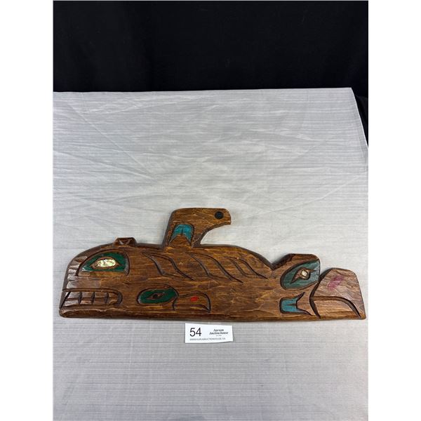 Very Nice 18" Wide West Coast Native Carving, Killer Whale, Signed by Artist