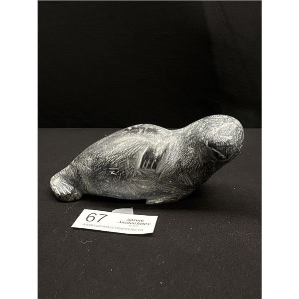 Nicely Carved and Signed SteeL, Soapstone 7.5" Wide