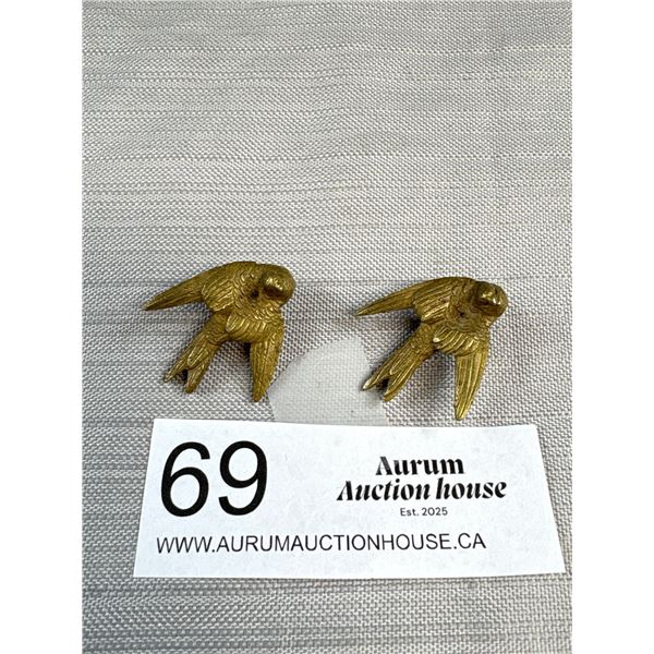 2 Small 19th Century Bronze Birds Circa 1880