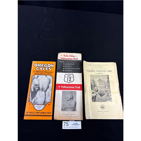 3 Early US National Parks Brochures (Yosemite 1931 etc)