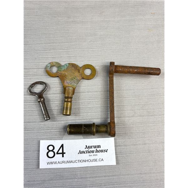 3 Antique Clock Keys
