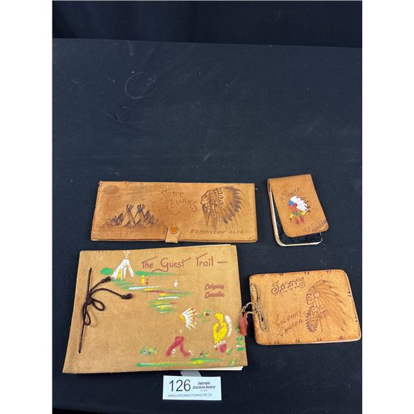 Very Nice Collectible Native Leather Artwork Books, Edmonton, Calgary, Banff, Very Nicely Made