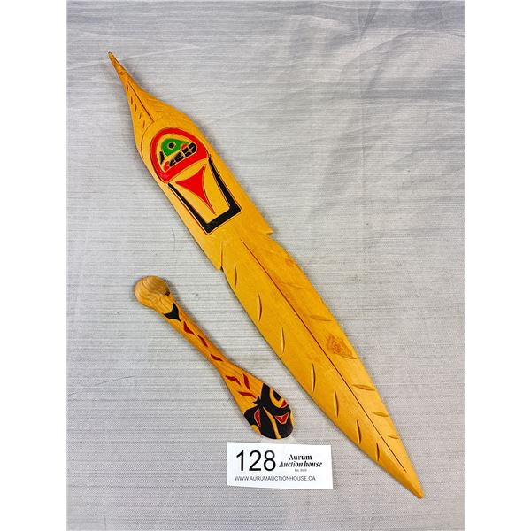 2 West Coast Native Carvings, Squamish Nation, Brad Joseph 16.5" Wide