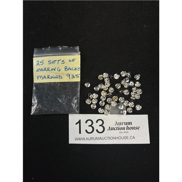 25 Sets of Earring Backs Marked 925 Sterling Silver